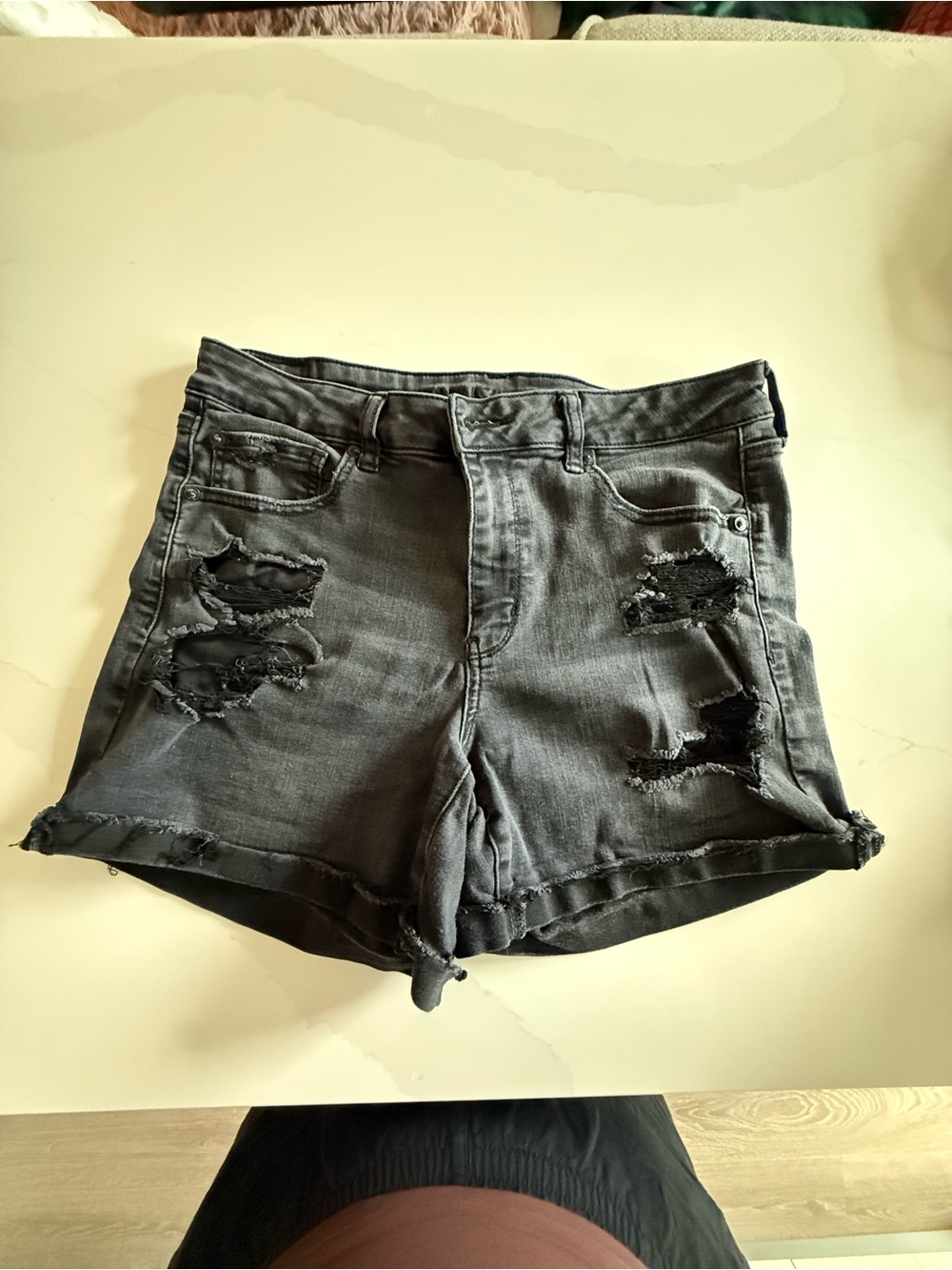 American Eagle Outfitters Distressed Black Jean Shorts